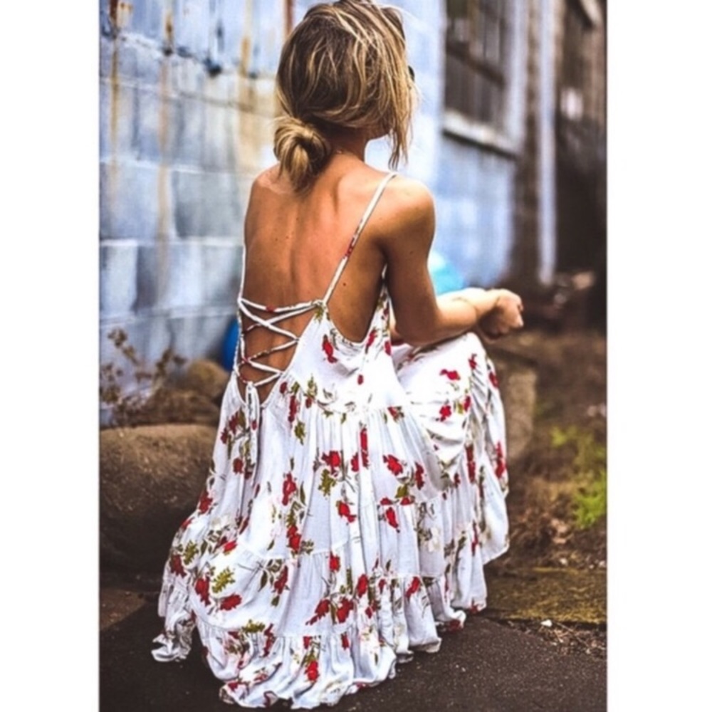 NWOT Free People Circle of Flowers Strappy Dress
